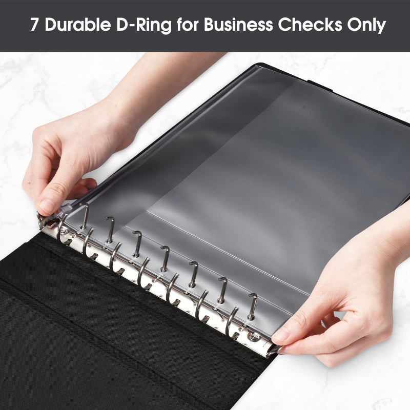 Pacific Mailer 7 Ring Executive Business Check Binder 600 Checks Capcity for 9" x 13" Sheets, PU Leather Checkbook Holder with Zip Pouch - Image 5